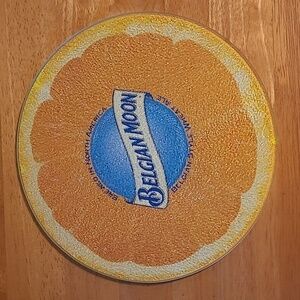 BELGIUM MOON Glass Round Barware Orange Theme Cutting Board